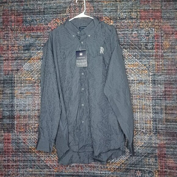 LANDMARK mens navy an gray Rolls Royce plaid button down shirt XL NWT - Picture 1 of 4